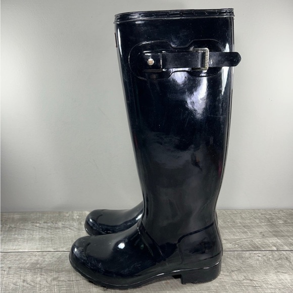 Hunter Original Gloss Black Rain Women’s Waterproof Snow Winter Boots Size 9 - Picture 5 of 9